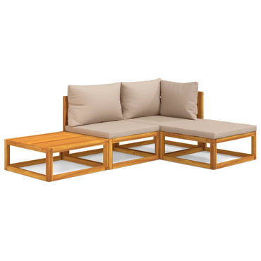 vidaXL Ensemble de mobilier de jardin 4 pcs avec coussins taupe Bois massif