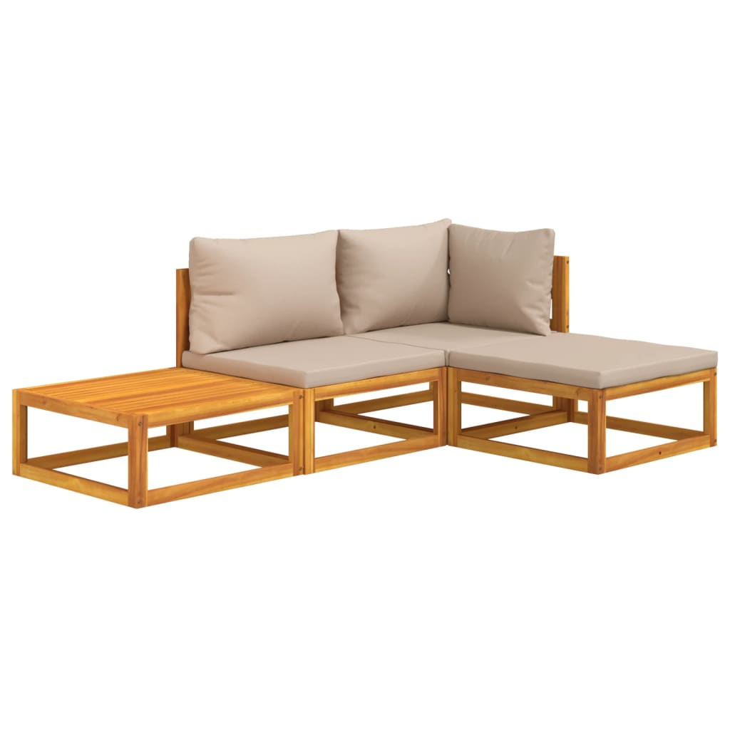 vidaXL Ensemble de mobilier de jardin 4 pcs avec coussins taupe Bois massif