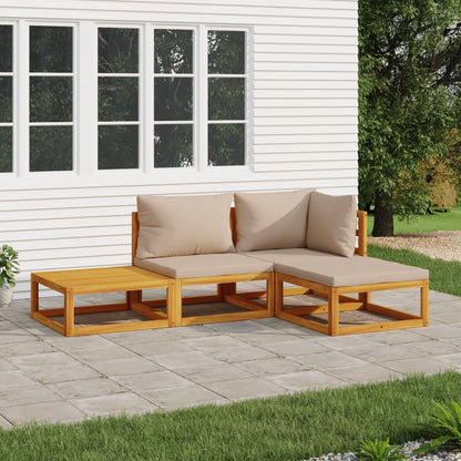 vidaXL Ensemble de mobilier de jardin 4 pcs avec coussins taupe Bois massif