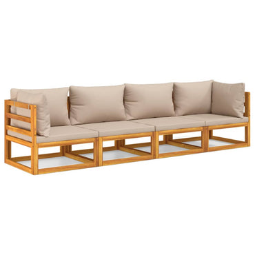 vidaXL Ensemble de mobilier de jardin 4 pcs avec coussins taupe Bois massif