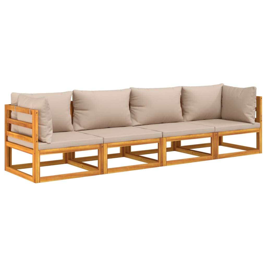 vidaXL Ensemble de mobilier de jardin 4 pcs avec coussins taupe Bois massif