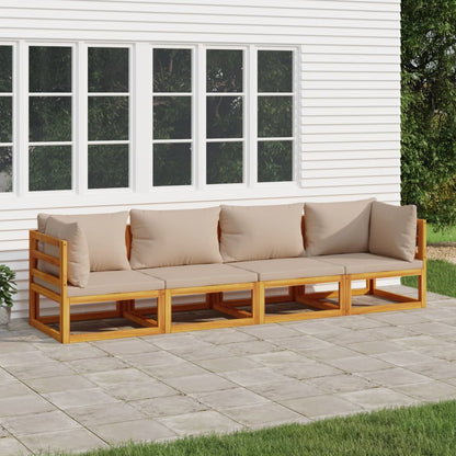 vidaXL Ensemble de mobilier de jardin 4 pcs avec coussins taupe Bois massif