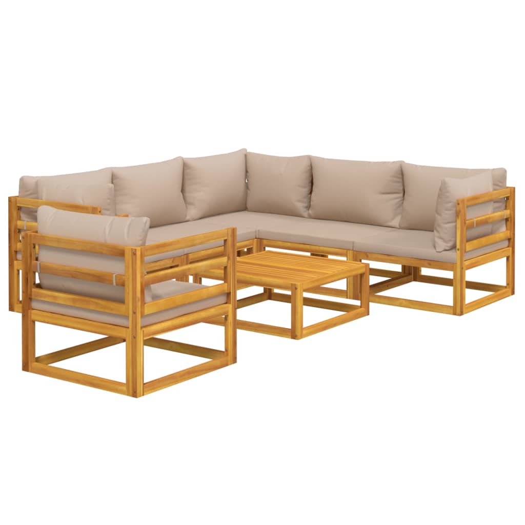 vidaXL 7-tlg. Garten-Lounge-Set mit Taupe Kissen Massivholz