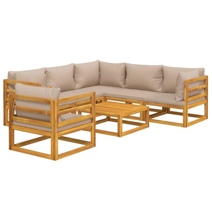 vidaXL 7-tlg. Garten-Lounge-Set mit Taupe Kissen Massivholz