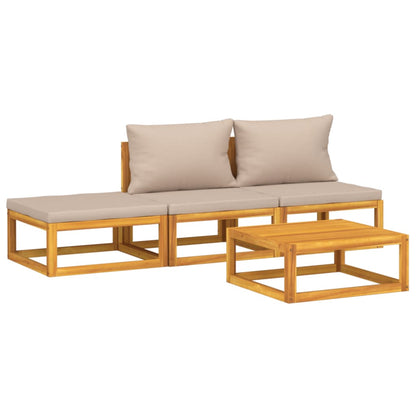 vidaXL Ensemble de mobilier de jardin 4 pcs avec coussins taupe Bois massif