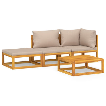 vidaXL Ensemble de mobilier de jardin 4 pcs avec coussins taupe Bois massif