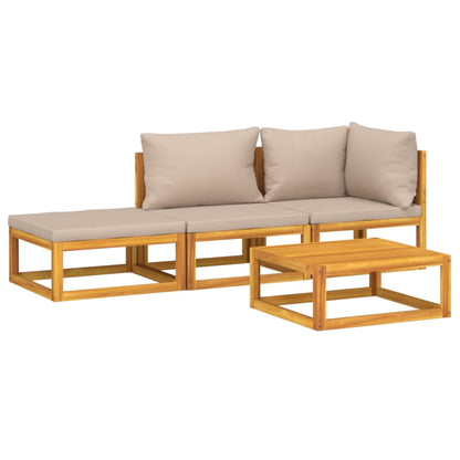 vidaXL Ensemble de mobilier de jardin 4 pcs avec coussins taupe Bois massif
