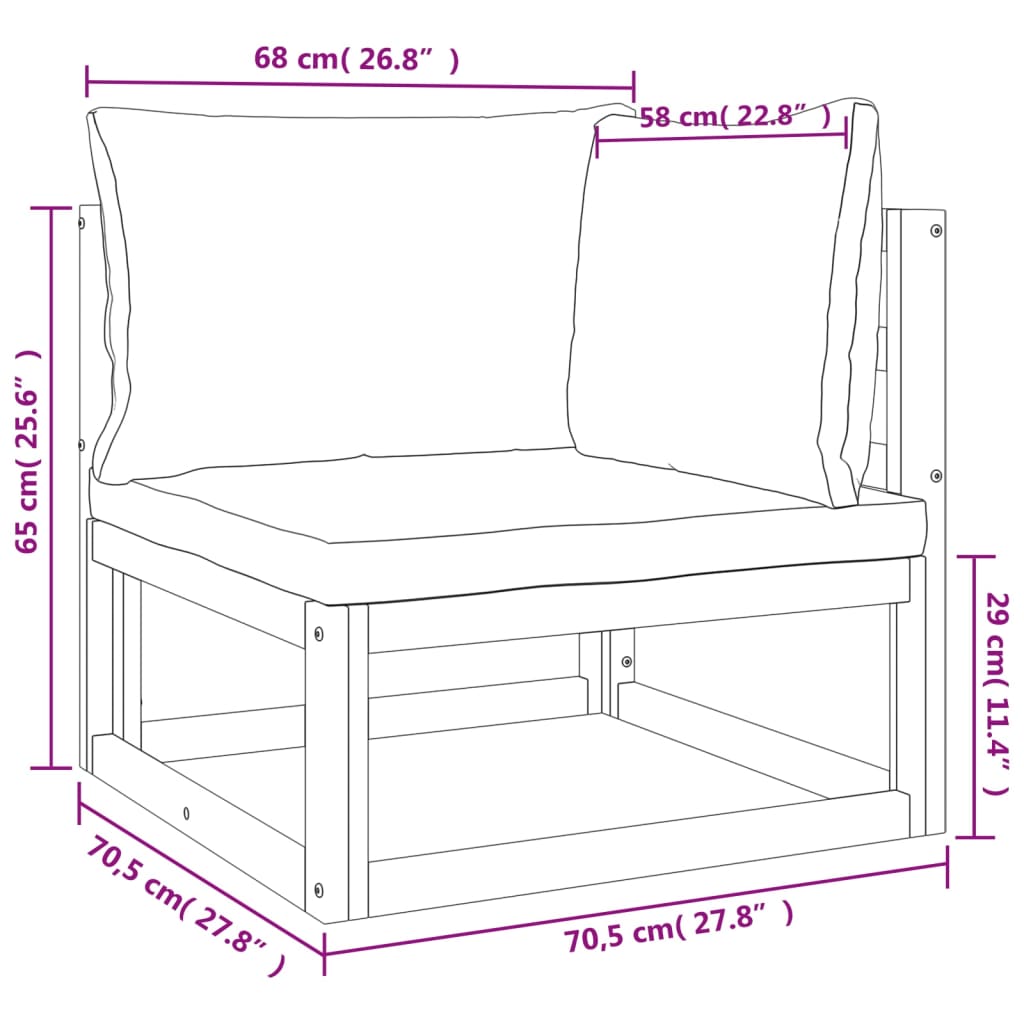 vidaXL Ensemble de mobilier de jardin 4 pcs avec coussins taupe Bois massif