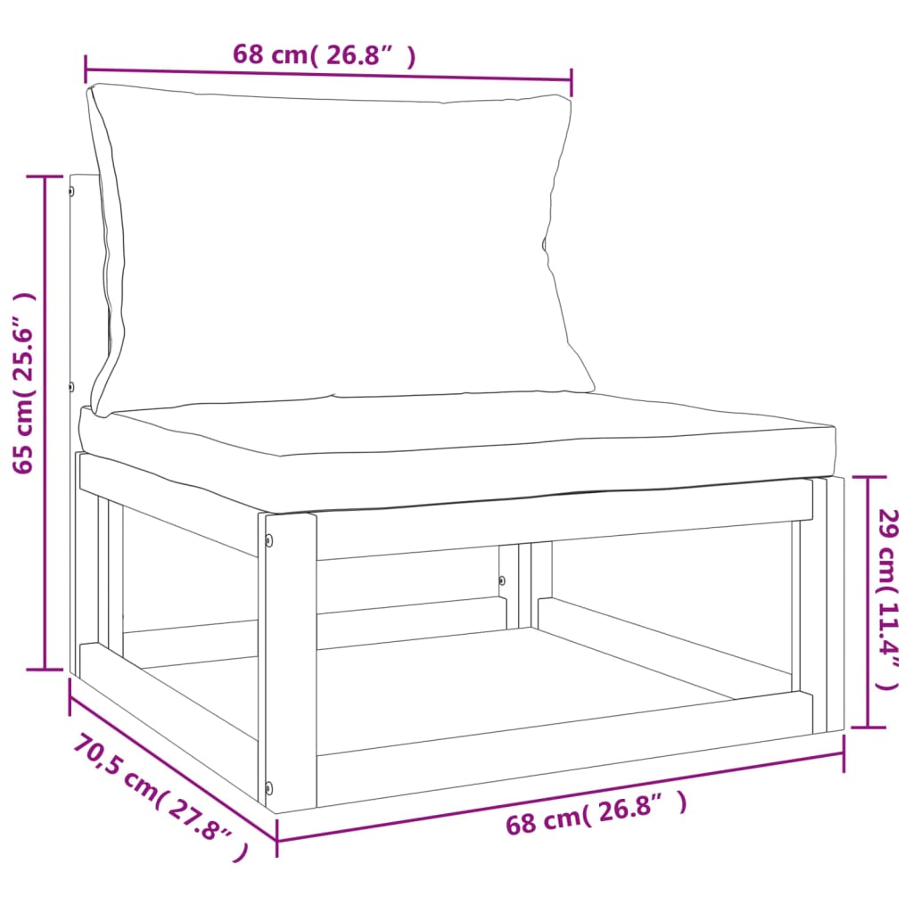 vidaXL Ensemble de mobilier de jardin 4 pcs avec coussins taupe Bois massif