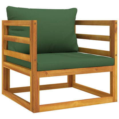 vidaXL 7-tlg. Garten-Lounge-Set mit Grünen Kissen Massivholz