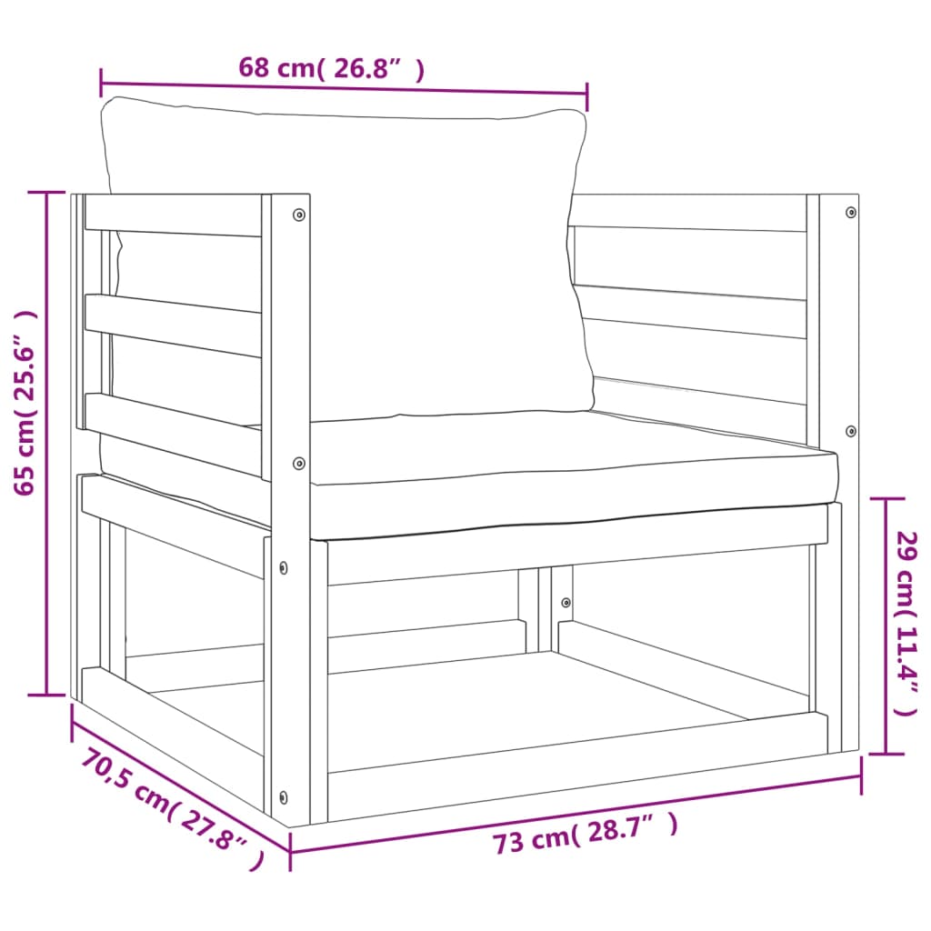 vidaXL 7-tlg. Garten-Lounge-Set mit Grünen Kissen Massivholz