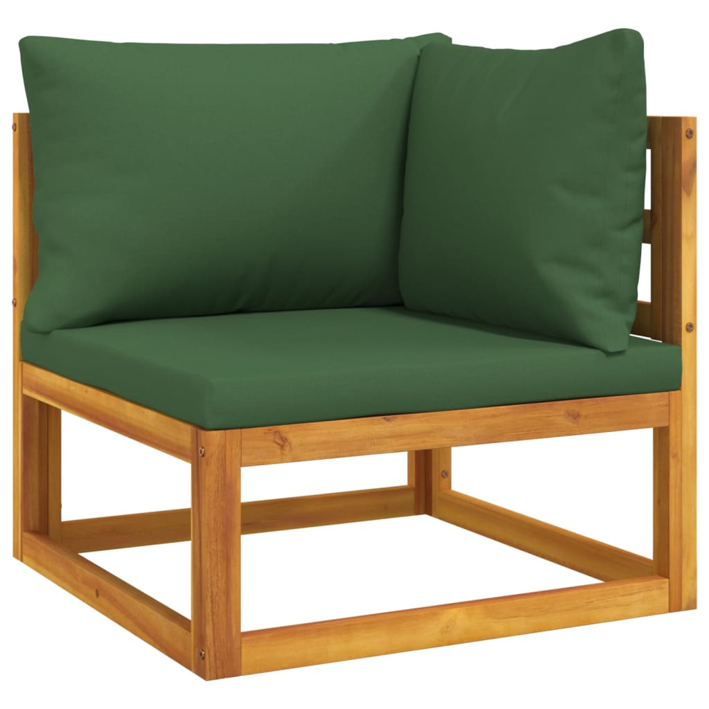 vidaXL 4-tlg. Garten-Lounge-Set mit Grünen Kissen Massivholz