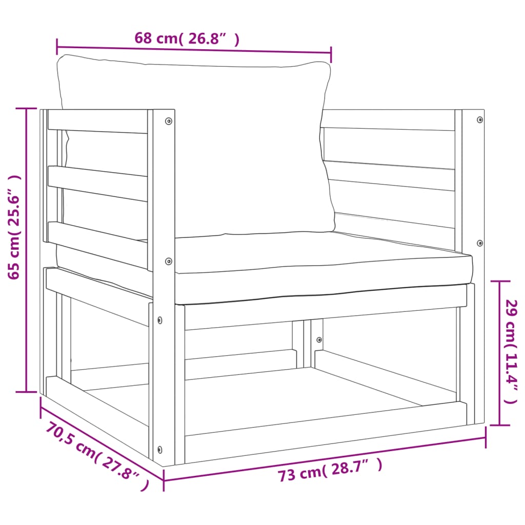 vidaXL 12-tlg. Garten-Lounge-Set mit Grünen Kissen Massivholz
