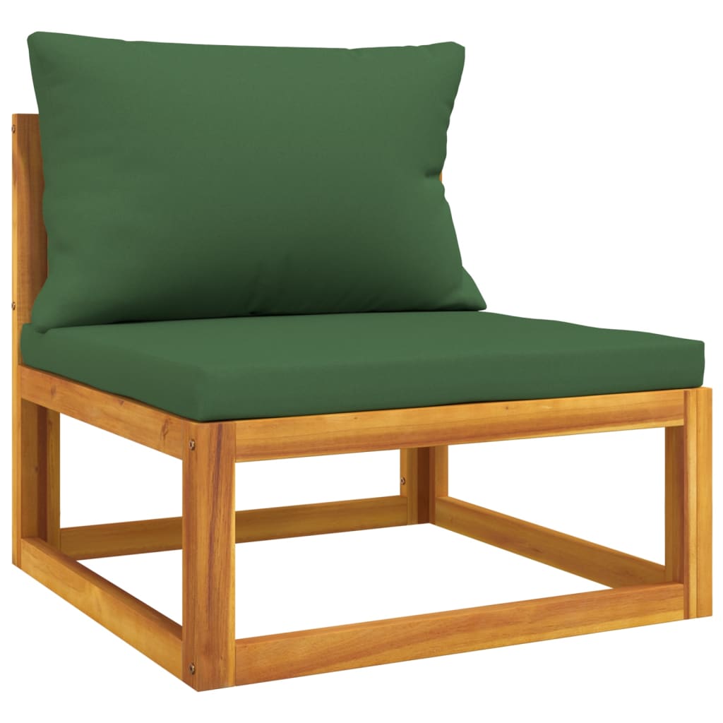 vidaXL 4-tlg. Garten-Lounge-Set mit Grünen Kissen Massivholz