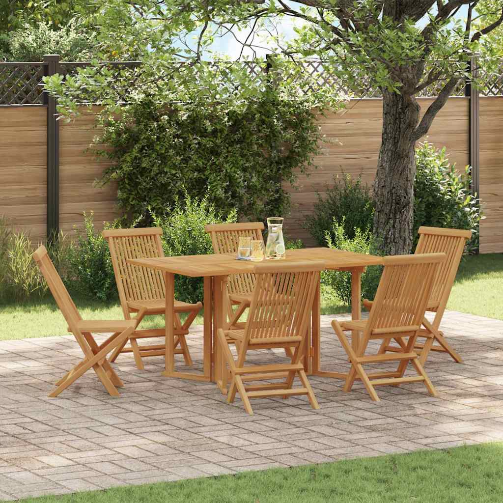 vidaXL Salle à manger de jardin 7 pcs Bois de teck massif Marron