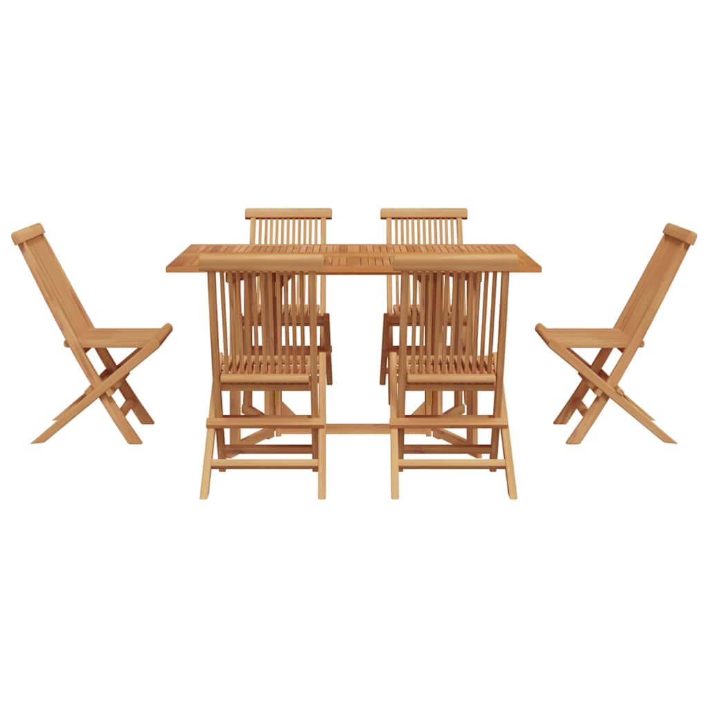 vidaXL Salle à manger de jardin 7 pcs Bois de teck massif Marron