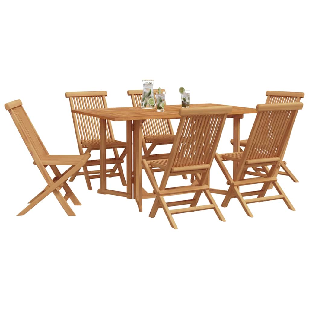 vidaXL Salle à manger de jardin 7 pcs Bois de teck massif Marron