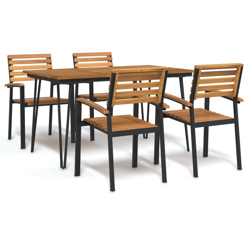 vidaXL Ensemble de salle à manger de jardin 5 pcs Bois d'acacia massif et métal
