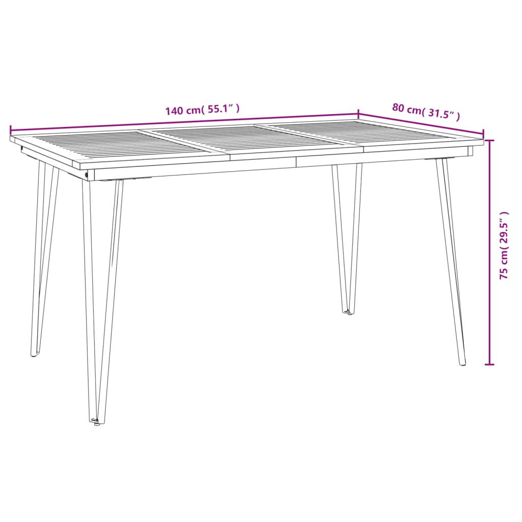 vidaXL Ensemble de salle à manger de jardin 5 pcs Bois d'acacia massif et métal