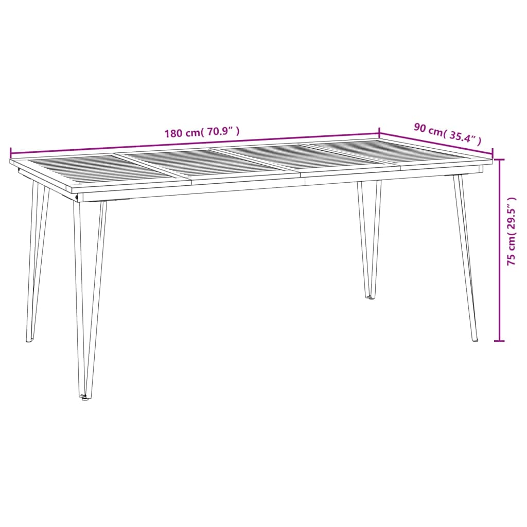 vidaXL Ensemble de salle à manger de jardin 5 pcs Bois d'acacia massif et métal