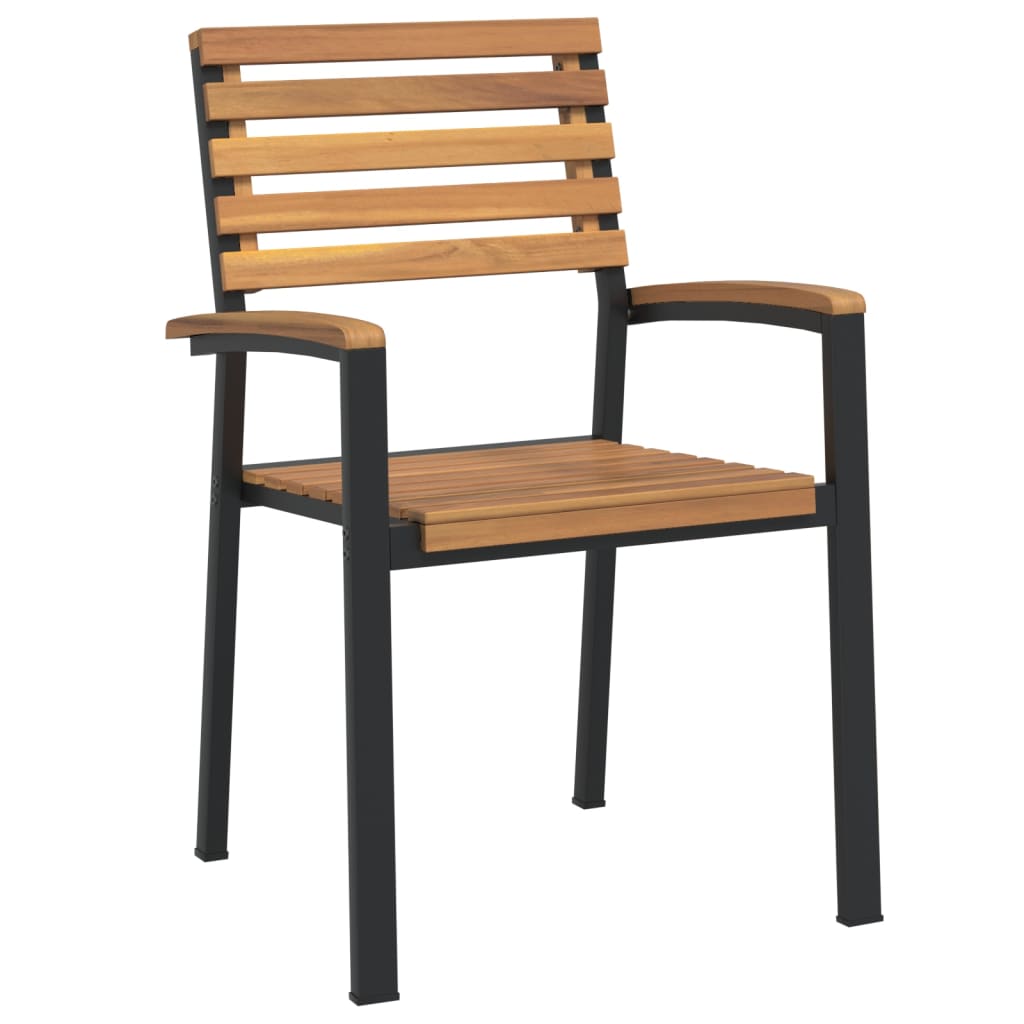 vidaXL Stapelbare Gartenstühle 6 Stk. Massivholz Akazie und Metall