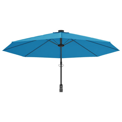 vidaXL Wand-Sonnenschirm mit LEDs Meerblau 290 cm