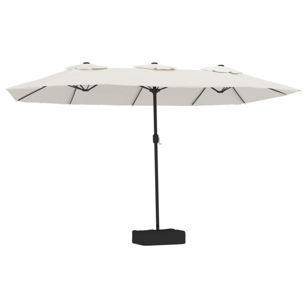 vidaXL Doppel-Sonnenschirm mit LED-Leuchten Sandweiß 449x265 cm