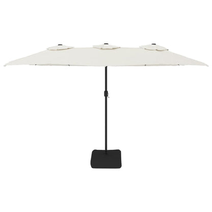 vidaXL Doppel-Sonnenschirm mit LED-Leuchten Sandweiß 449x265 cm