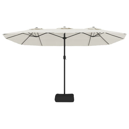 vidaXL Doppel-Sonnenschirm mit LED-Leuchten Sandweiß 449x265 cm