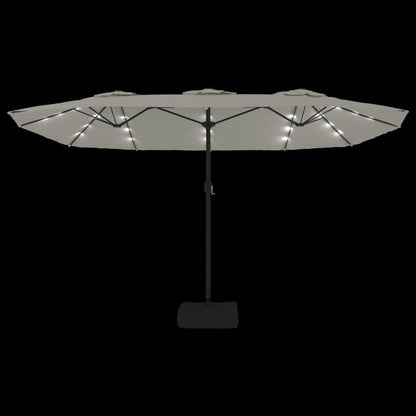 vidaXL Doppel-Sonnenschirm mit LED-Leuchten Sandweiß 449x265 cm