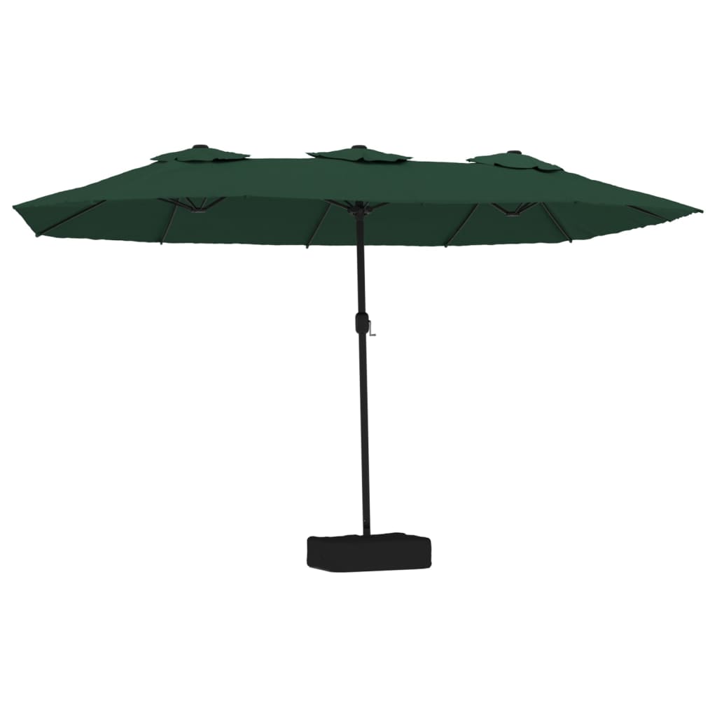 vidaXL Doppel-Sonnenschirm mit LED-Leuchten Grün 449x265 cm