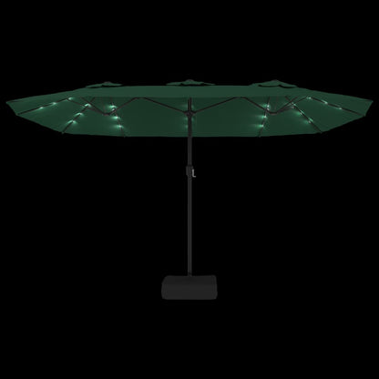 vidaXL Doppel-Sonnenschirm mit LED-Leuchten Grün 449x265 cm
