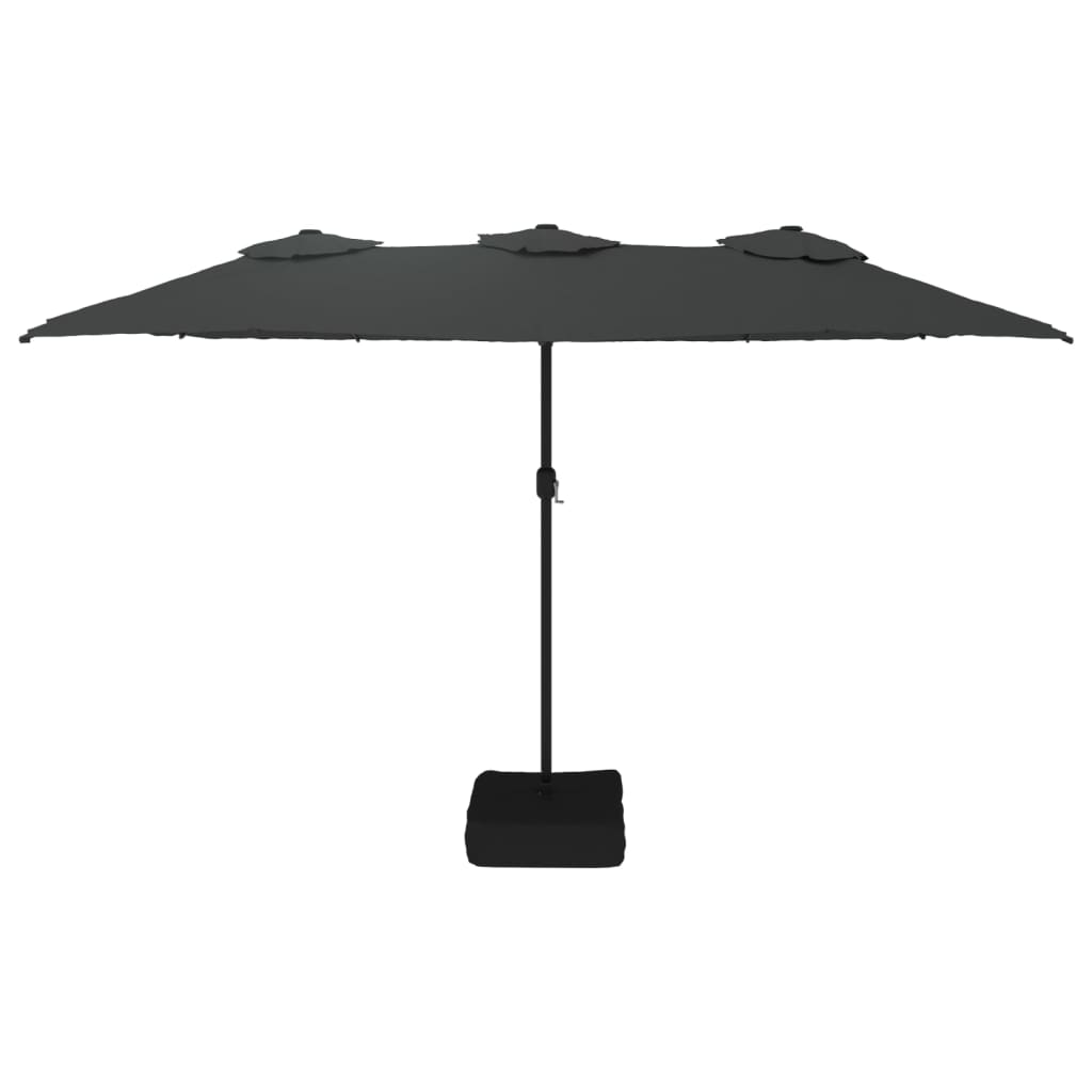 vidaXL Doppel-Sonnenschirm mit LED-Leuchten Anthrazit 449x265 cm