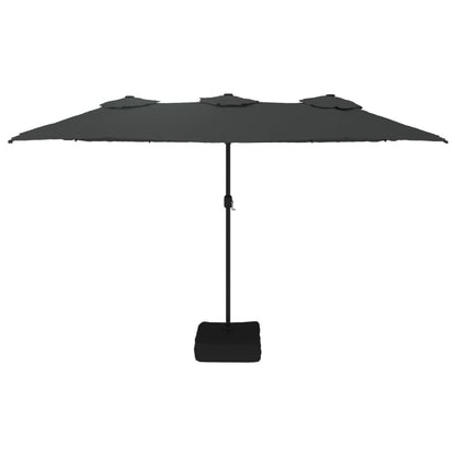 vidaXL Doppel-Sonnenschirm mit LED-Leuchten Anthrazit 449x265 cm