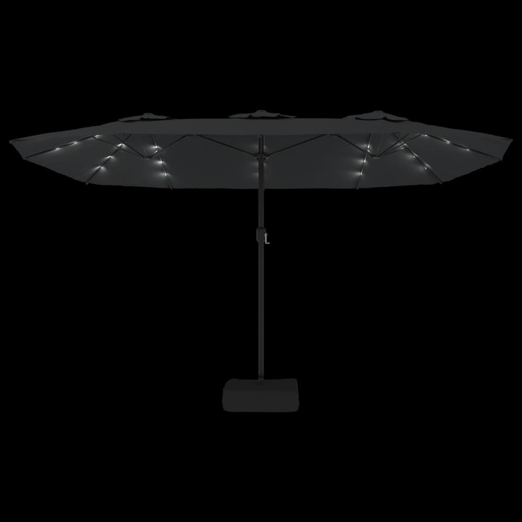 vidaXL Doppel-Sonnenschirm mit LED-Leuchten Anthrazit 449x265 cm