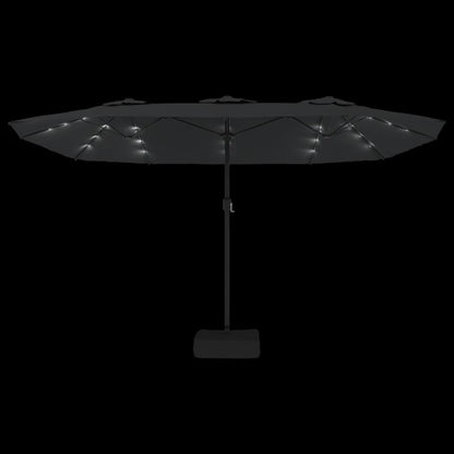 vidaXL Doppel-Sonnenschirm mit LED-Leuchten Anthrazit 449x265 cm