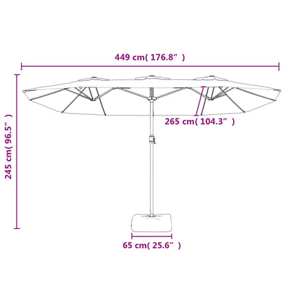 vidaXL Doppel-Sonnenschirm mit LED-Leuchten Anthrazit 449x265 cm