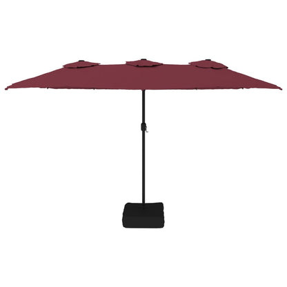 vidaXL Doppel-Sonnenschirm mit LED-Leuchten Bordeauxrot 449x265 cm