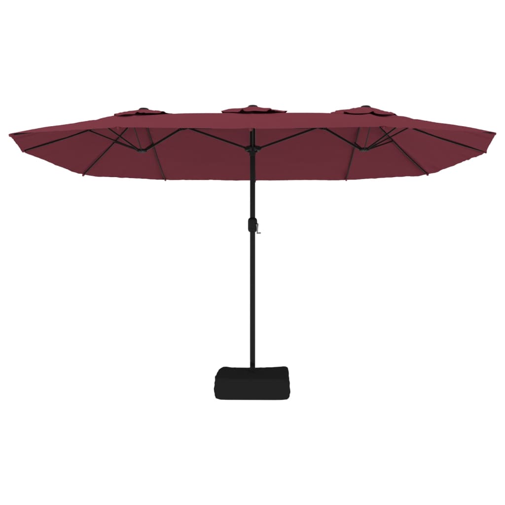 vidaXL Doppel-Sonnenschirm mit LED-Leuchten Bordeauxrot 449x265 cm