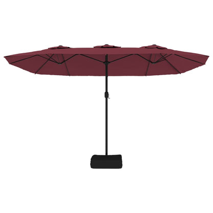 vidaXL Doppel-Sonnenschirm mit LED-Leuchten Bordeauxrot 449x265 cm