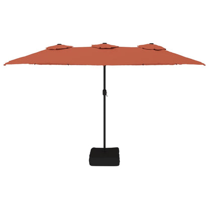 vidaXL Doppel-Sonnenschirm mit LED-Leuchten Terrakottarot 449x265 cm