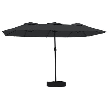 vidaXL Doppel-Sonnenschirm mit LED-Leuchten Schwarz 449x265 cm