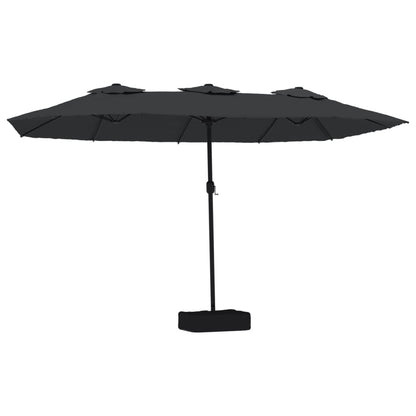 vidaXL Doppel-Sonnenschirm mit LED-Leuchten Schwarz 449x265 cm