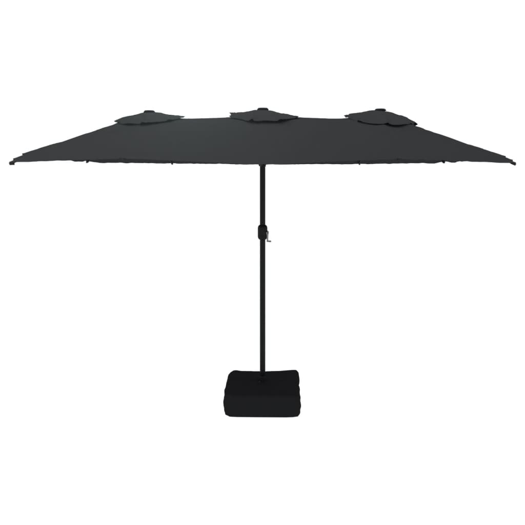 vidaXL Doppel-Sonnenschirm mit LED-Leuchten Schwarz 449x265 cm