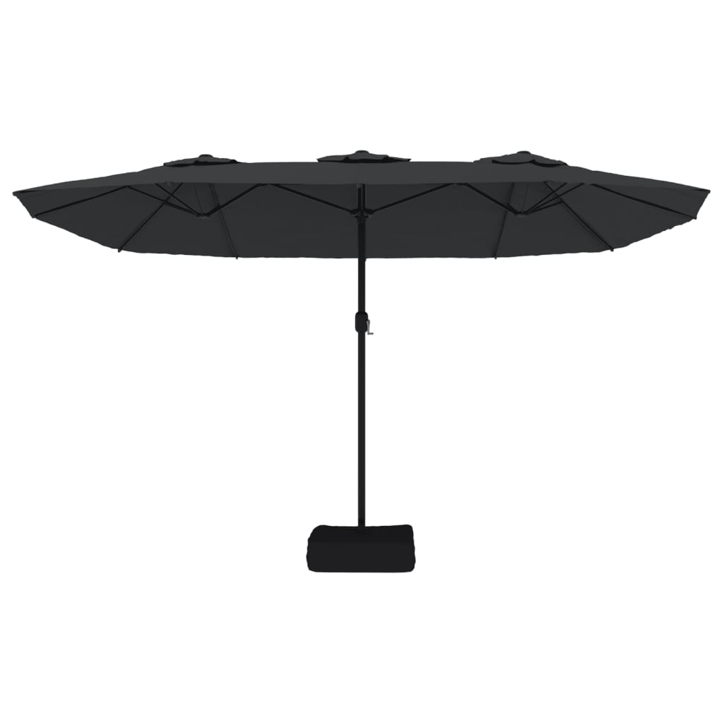 vidaXL Doppel-Sonnenschirm mit LED-Leuchten Schwarz 449x265 cm