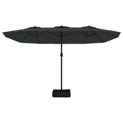 vidaXL Doppel-Sonnenschirm mit LED-Leuchten Schwarz 449x265 cm