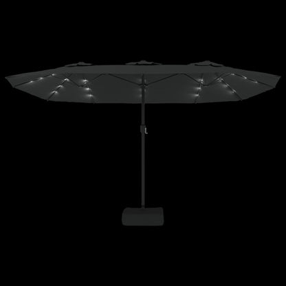 vidaXL Doppel-Sonnenschirm mit LED-Leuchten Schwarz 449x265 cm