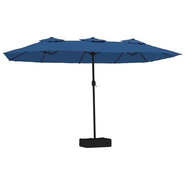 vidaXL Doppel-Sonnenschirm mit LED-Leuchten Azurblau 449x265 cm