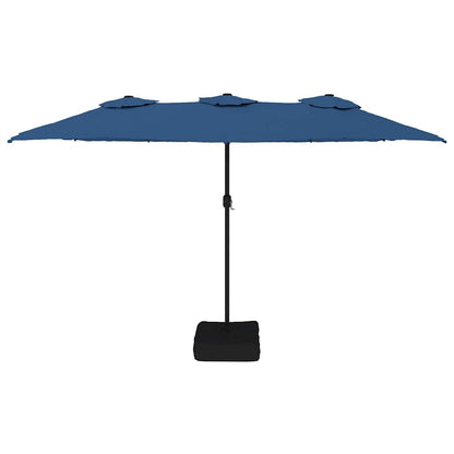 vidaXL Doppel-Sonnenschirm mit LED-Leuchten Azurblau 449x265 cm
