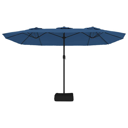 vidaXL Doppel-Sonnenschirm mit LED-Leuchten Azurblau 449x265 cm